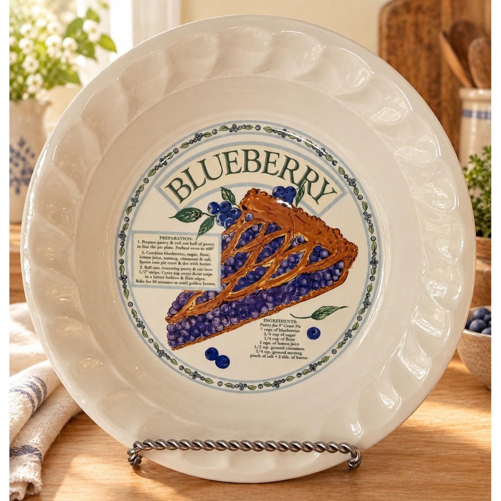 Himark The Golden Pie Collection Blueberry Recipe Pie Dish Scalloped 10.5 Inch